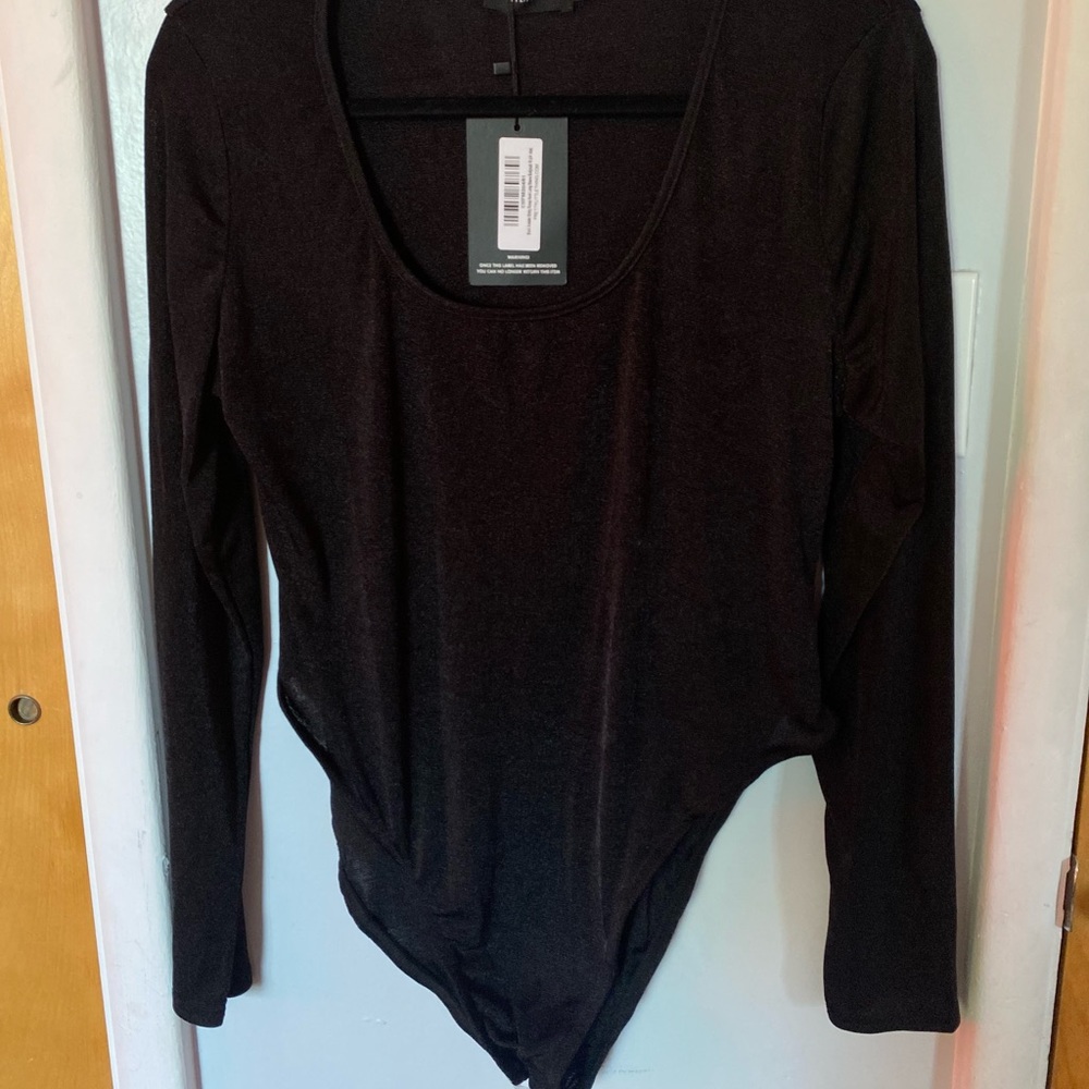 Black silky bodysuit